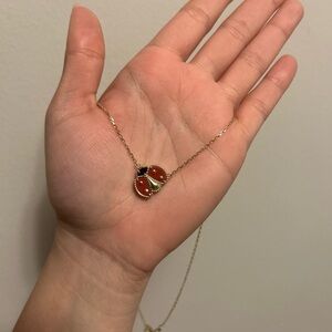 Elegant Red Ladybug Necklace with Gold Chain